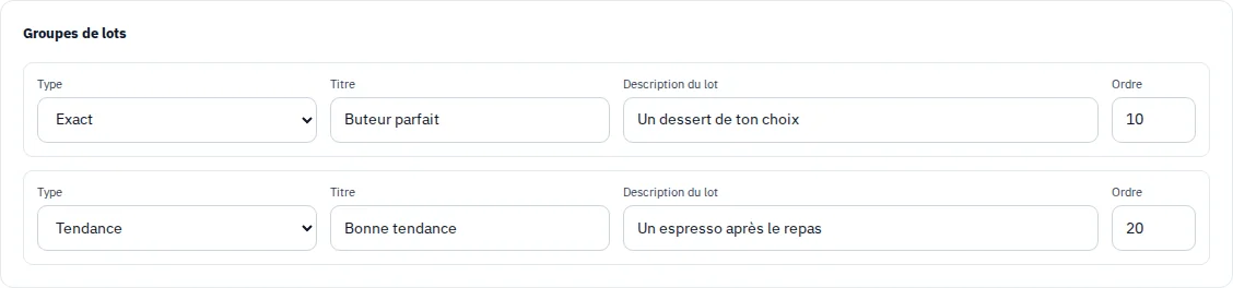 Règles de gains et lots spéciaux d'un jeu de pronostics fictif.