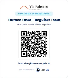 Print preview of a QR table card for the fictional guest activity.