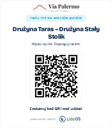 Podgląd do druku karty z kodem QR dla fikcyjnej akcji dla gości.