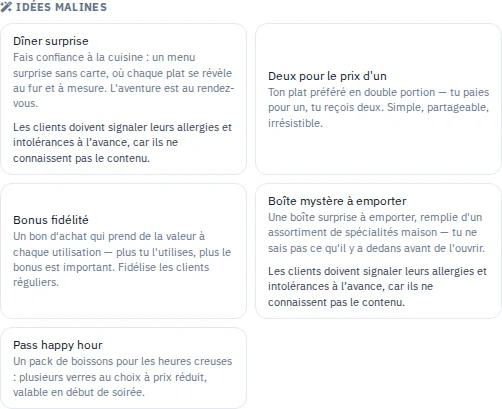Bibliothèque d’idées dans le studio de bons cadeaux avec des modèles de campagnes.