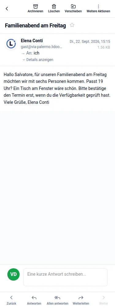 Auch zwischen Küche und Gastraum erreichbar. · Via Palermo