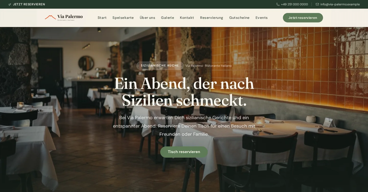 Via Palermo mit denselben Inhalten in der Vorschau des Templates Botanica.
