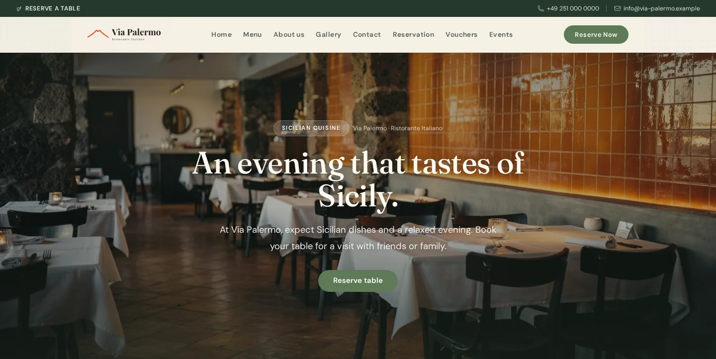 Via Palermo with the same content in the Botanica template preview.