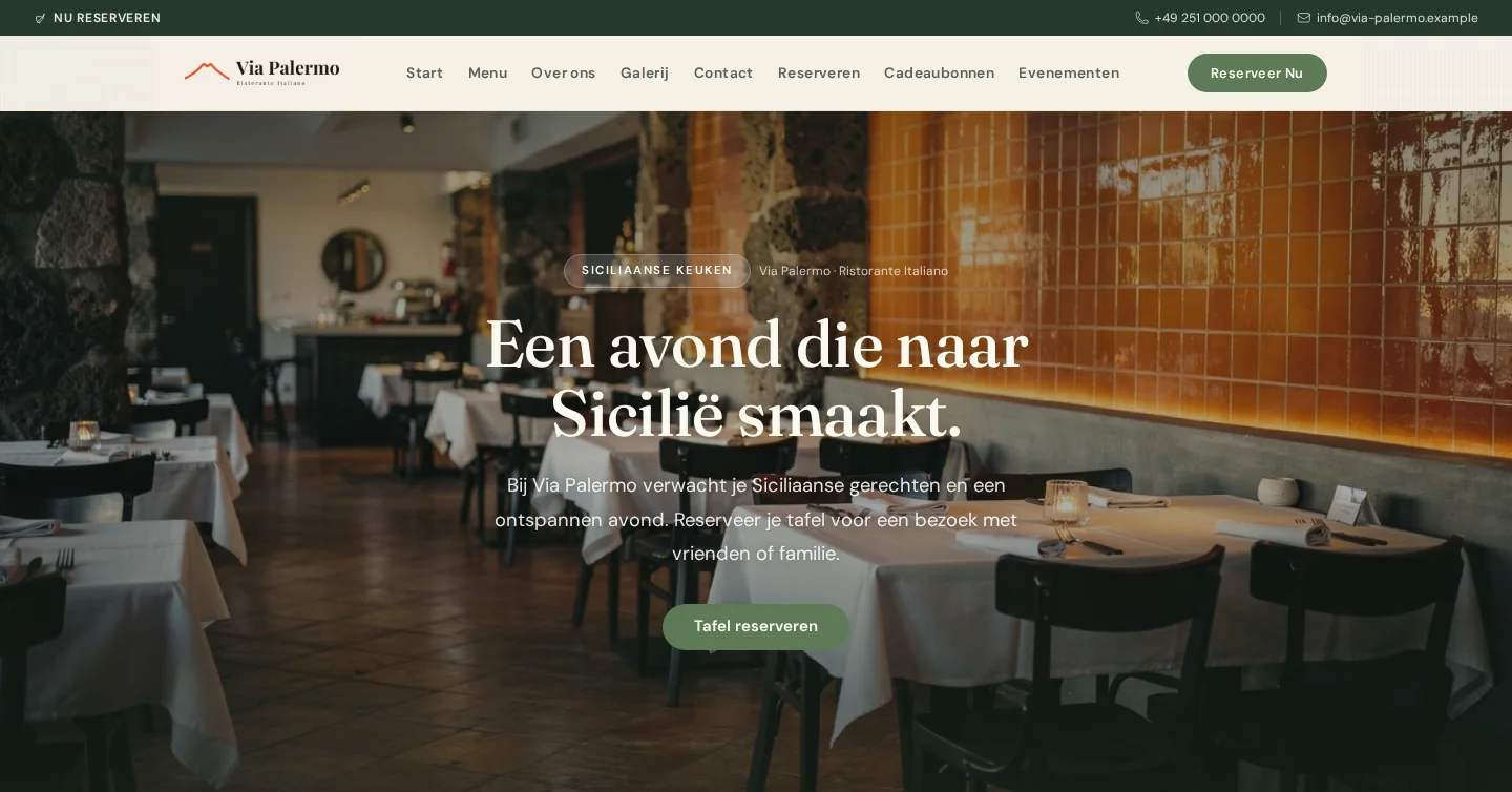 Via Palermo met dezelfde inhoud in de voorvertoning van het template Botanica.