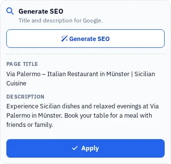 Actual suggestions for search engine titles and descriptions in the website studio.