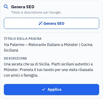 Suggerimenti reali per titoli e descrizioni nei motori di ricerca generati nello Studio Sito.