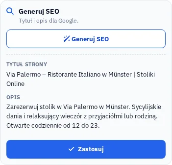 Rzeczywiście wygenerowane propozycje tytułów i opisów dla wyszukiwarek w Studio Stron.