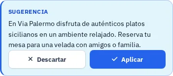 Propuesta generada en el Estudio de sitio web que simplifica un texto existente de restaurante.