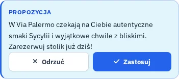 Propozycja wygenerowana w Studio Stron, która skraca istniejący tekst restauracyjny.